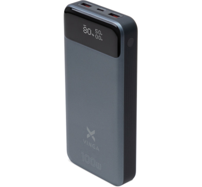 Vinga Батарея універсальна Vinga 30000 mAh 100W Display VA Grey (Li-Ion) (VPBB30100)