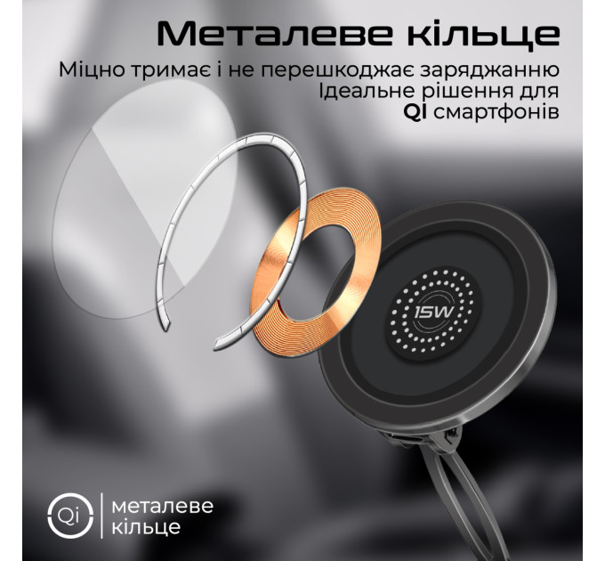 Promate Бездротовий зарядний пристрій Promate Magnus2-Qi MagSafe Black (magnus2-qi)