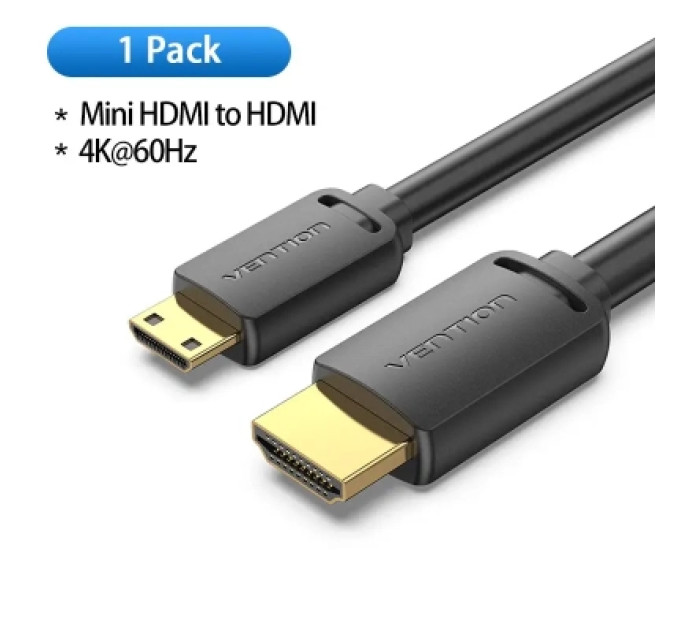Vention Кабель мультимедійний HDMI A to HDMI C (mini), 1.5m V2.0 4K 60Hz 18Gbps HDR Dolby Vention (AGHBG)