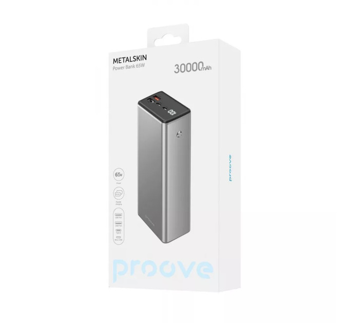 Proove Універсальна мобільна батарея Proove Metalskin 65W 30000mAh Gray (PBM365210004)