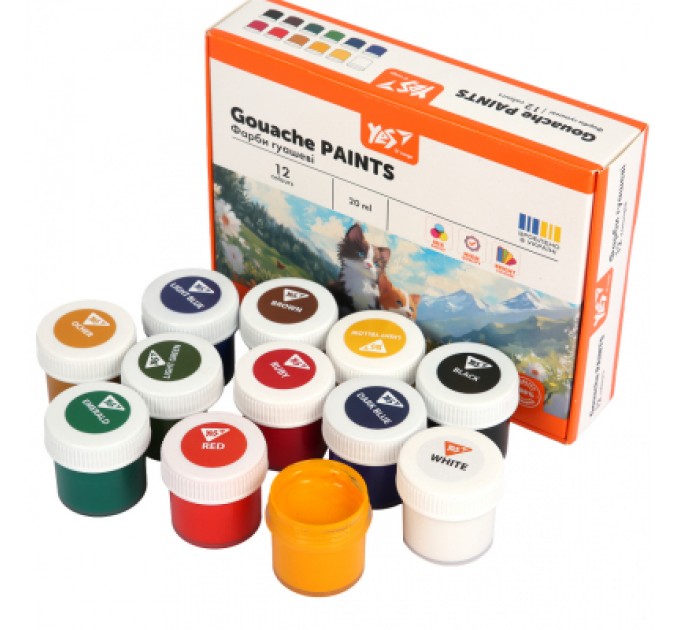 Yes Гуашеві фарби Yes Orange Line 12 кольорів по 20 мл (230432)