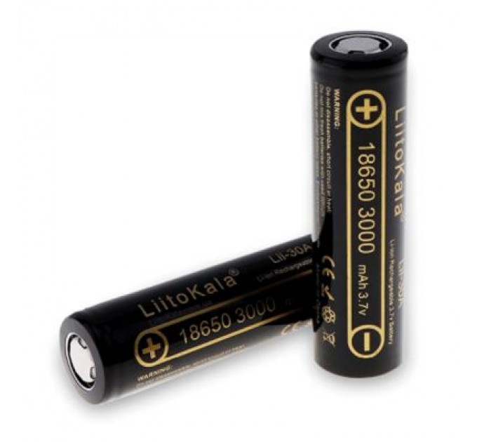Liitokala Акумулятор 18650 3000mAh Li-Ion, (2850-3250mah), 3.7V (2.75-4.2V), Blac Liitokala (Lii-30A)