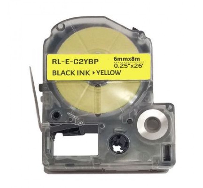 UKRMARK Стрічка для принтера етикеток UKRMARK RL-E-C2YBP-BK/YE, аналог LC2YBP. 6 мм х 8 м (900260)