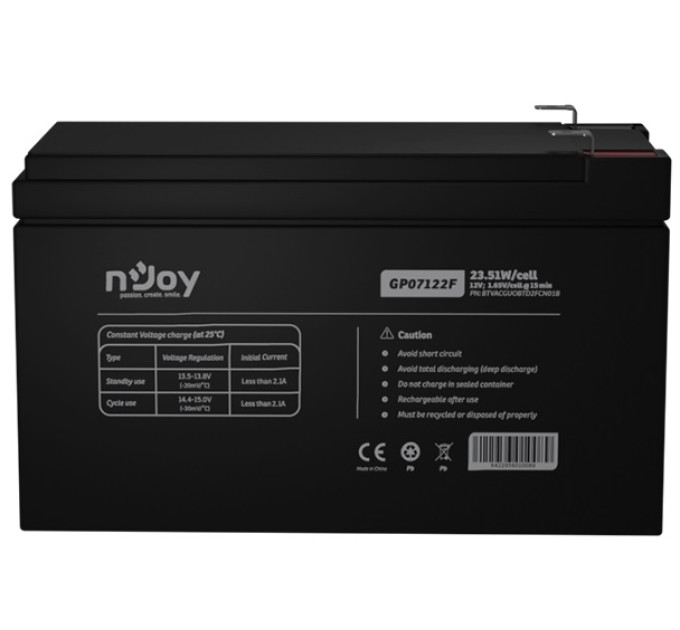 nJoy Акумуляторна батарея Njoy GP07122F 12V 7AH (BTVACGUOBTD2FCN01B) AGM