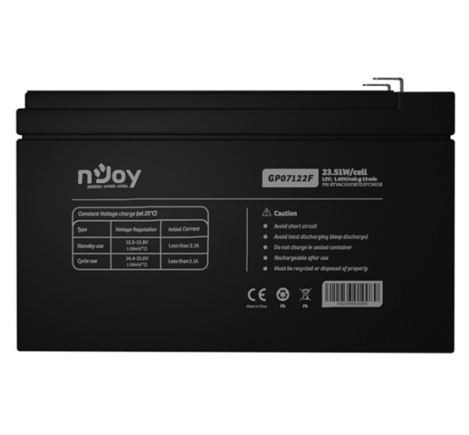 nJoy Акумуляторна батарея Njoy GP07122F 12V 7AH (BTVACGUOBTD2FCN01B) AGM