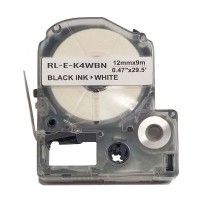 Стрічка для принтера етикеток UKRMARK RL-E-K4WBN-BK/WT, аналог LK4WBN. 12 мм х 9 м (900273)