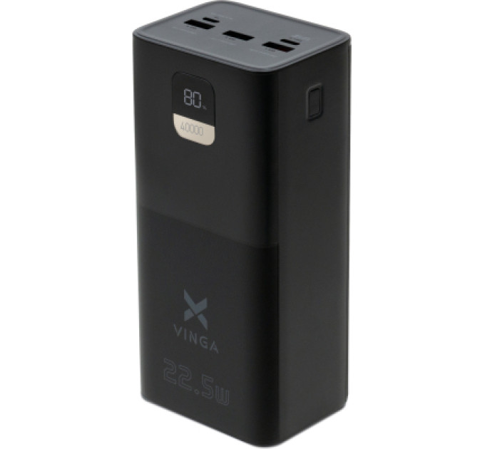Vinga Батарея універсальна Vinga 40000 mAh 22.5W Display Black (VPBB4022)