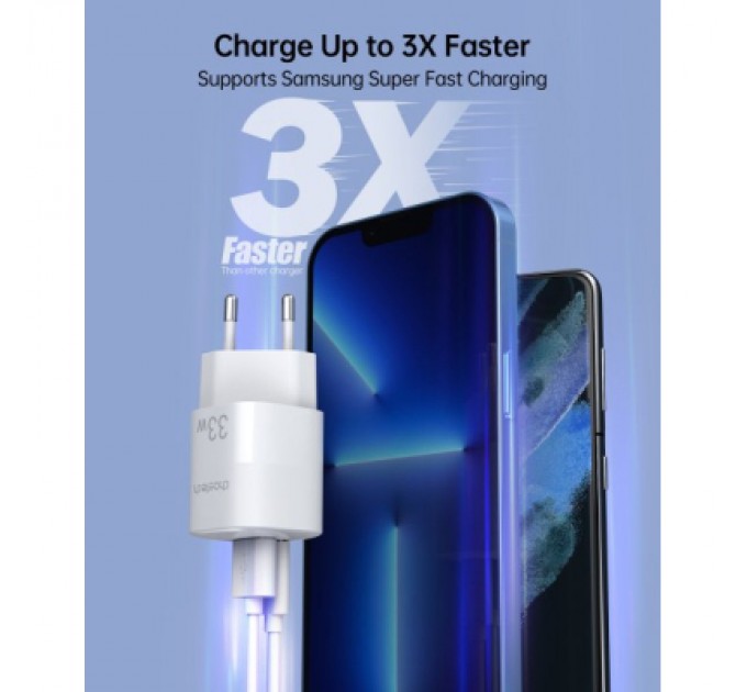 Choetech Зарядний пристрій Choetech GaN USB-A/USB-C 33W QC3.0/PD/PPS (PD5006-EU-WH)