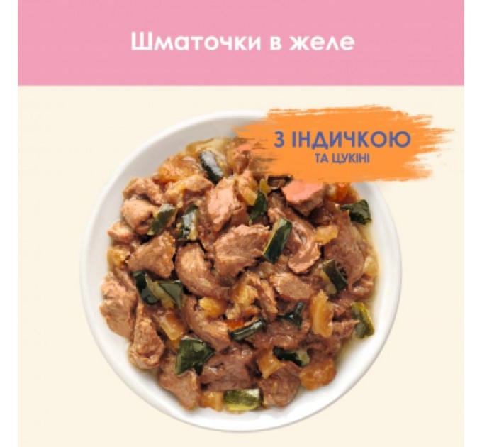 Purina Cat Chow Вологий корм для кішок Purina Cat Chow Kitten з індичкою та цукіні в желе 85г (7613036595001)