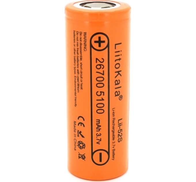 Liitokala Акумулятор 26700 Li-Ion 5000mah 5100-5200mah, 3.7V (2.75-4.2V), Orange Liitokala (Lii-52S)