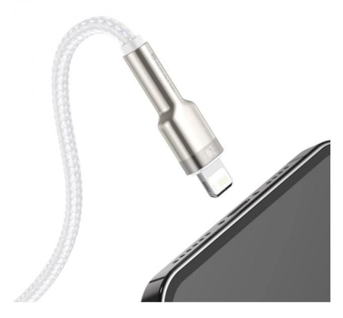 Baseus Дата кабель USB 2.0 AM to Lightning 2.0m Cafule Series Metal 2.4A White Baseus (CALJK-B02)