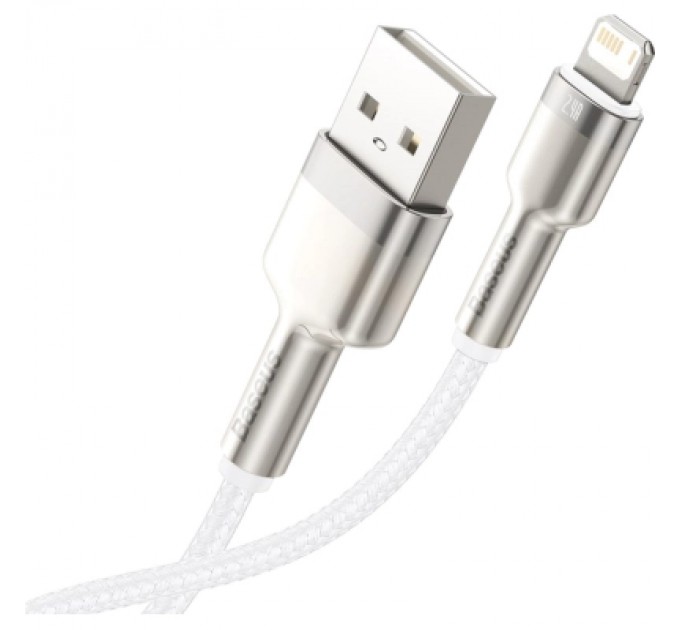 Baseus Дата кабель USB 2.0 AM to Lightning 2.0m Cafule Series Metal 2.4A White Baseus (CALJK-B02)