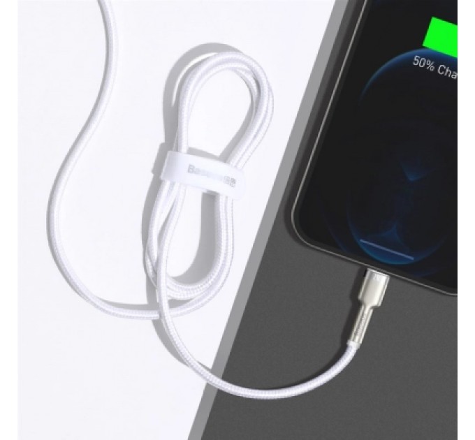 Baseus Дата кабель USB 2.0 AM to Lightning 2.0m Cafule Series Metal 2.4A White Baseus (CALJK-B02)