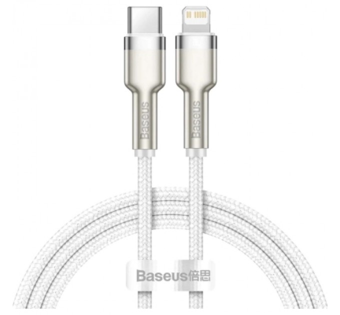 Baseus Дата кабель USB-C to Lightning 1.0m Cafule Metal PD 20W white Baseus (CATLJK-A02)