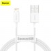 Baseus Дата кабель USB 2.0 AM to Lightning 2.0m Superior Fast Charging 2.4A white Baseus (CALYS-C02)