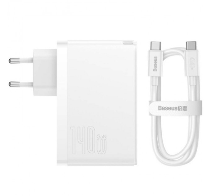 Baseus Зарядний пристрій Baseus GaN5 Pro Fast Charger 2C+U 140W + Cable 1.0m Type-C 240W white (CCGP100202)