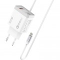 Promate Зарядний пристрій Promate icharge-pdqc3 Lightning PD20W + USB-A QC3.0 White (icharge-pdqc3.white)