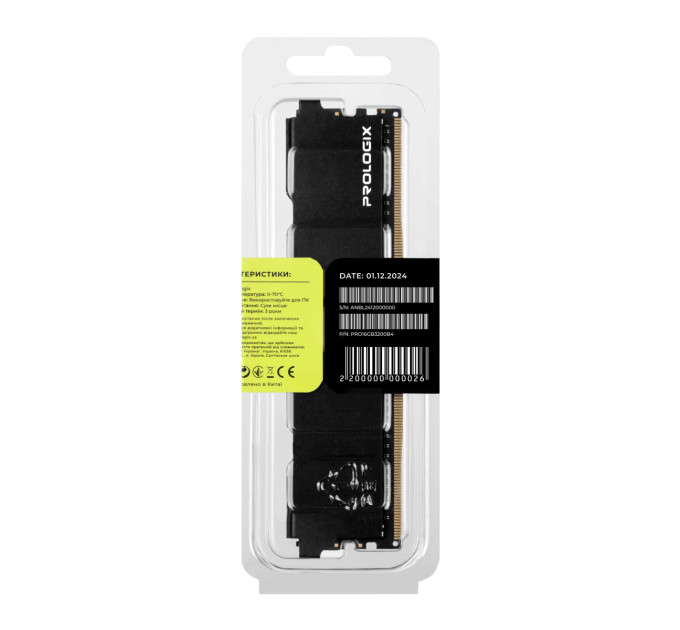 Prologix Модуль пам`ятi DDR4 16GB/3200 Prologix Black (PRO16GB3200B4)