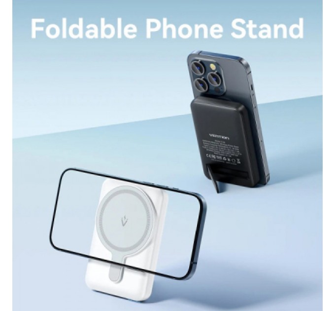 Vention Батарея універсальна Vention Magnetic Wireless 5000mAh 20W 3A, PD USB-C, Light Indicator, White (FHSW0)