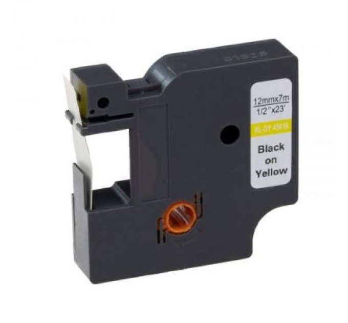 UKRMARK Стрічка для принтера етикеток UKRMARK RL-D-45018P-BK/YE, аналог DYMO S0720580, 12мм х 7м. (900299)