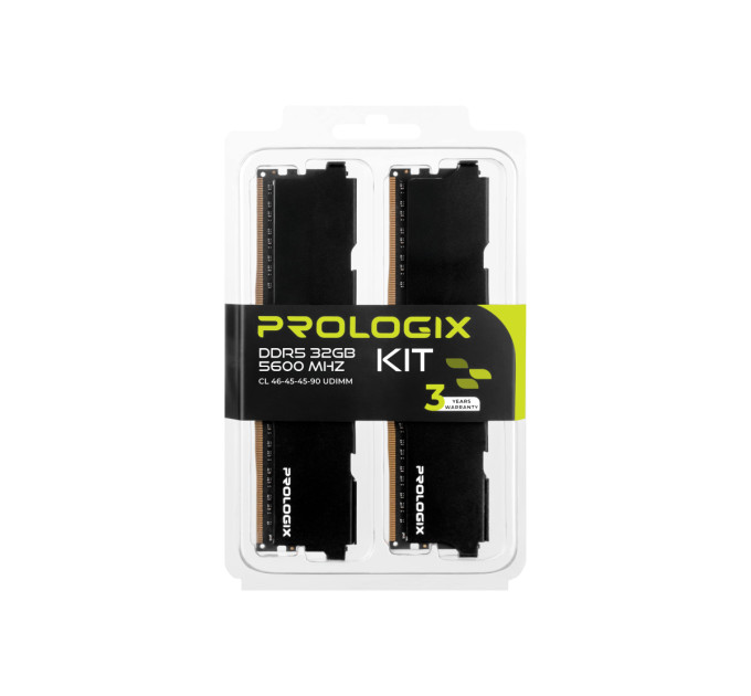 Prologix Модуль пам`ятi DDR5 2x16GB/5600 Prologix Black (PRO32GB5600B5K)