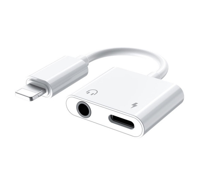 Remax Адаптер Remax RL-LA07 Concise 2-in-1 Lightning - Lightning + 3.5 мм (M/F), White (6972174150536)