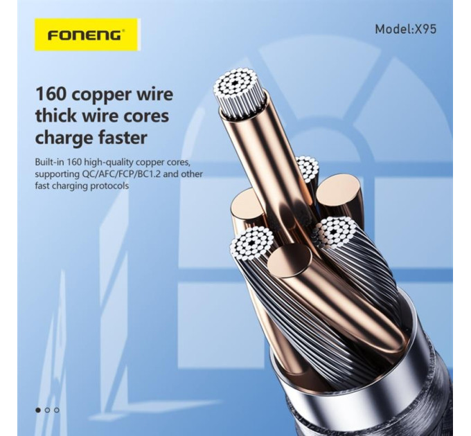 Foneng Кабель Foneng X95 Metal Head Braided Cable USB-C - Lightning PD20W, 1.2 м, Black (X95-CA-TCIP)