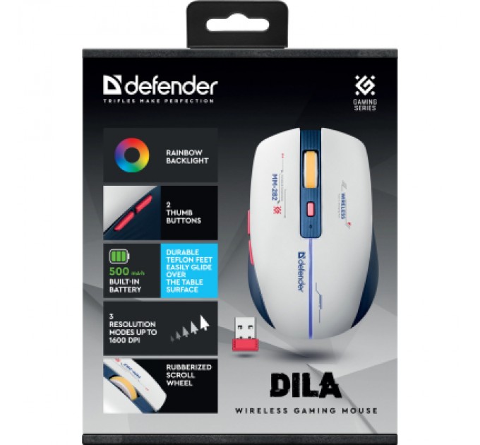 Defender Мишка Defender Dila MM-282 Wireless White/Blue (52282)