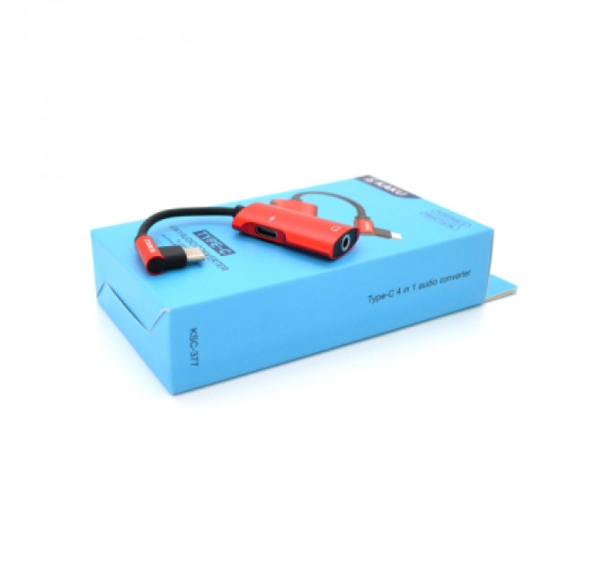 iKAKU Перехідник USB-C 4-in-1 Audio Adapter USB-C + 3.5mm red iKAKU (KSC-377-TC-R)