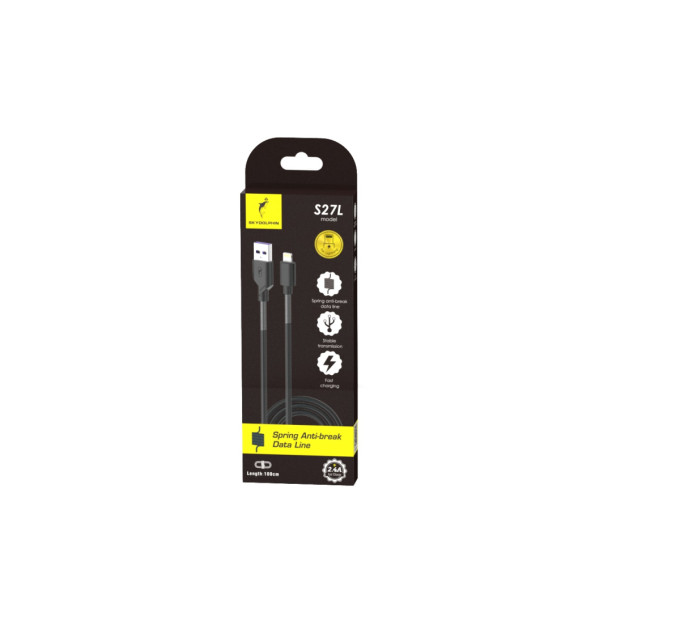 SkyDolphin Кабель SkyDolphin S27L Spring Anti-Brake USB - Lightning (M/M), 1 м, Black (SDUSB-000609)
