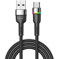 Дата кабель USB 2.0 AM to USB-C 0.5m 3A LED black Essager (EXCT-XCDB01)