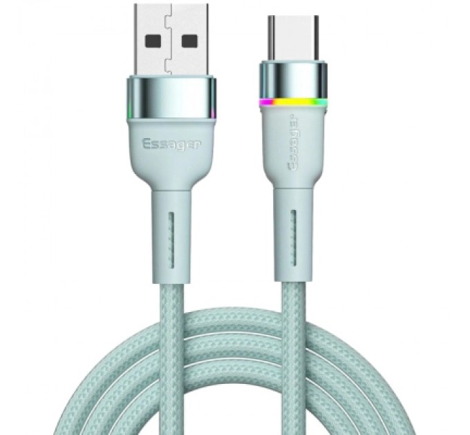 Essager Дата кабель USB 2.0 AM to USB-C 1.0m 3A LED blue Essager (EXCT-XCD03)