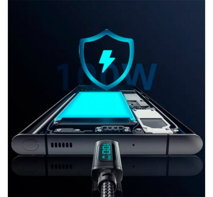 Essager Дата кабель USB 2.0 AM to USB-C 1.0m 7A LED black Essager (EXCT-XY01-P)