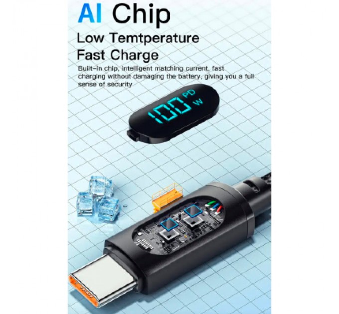 Essager Дата кабель USB 2.0 AM to USB-C 1.0m 7A LED black Essager (EXCT-XY01-P)