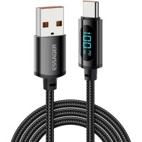 Дата кабель USB 2.0 AM to USB-C 2.0m 7A LED black Essager (EXCT-XYA01-P)