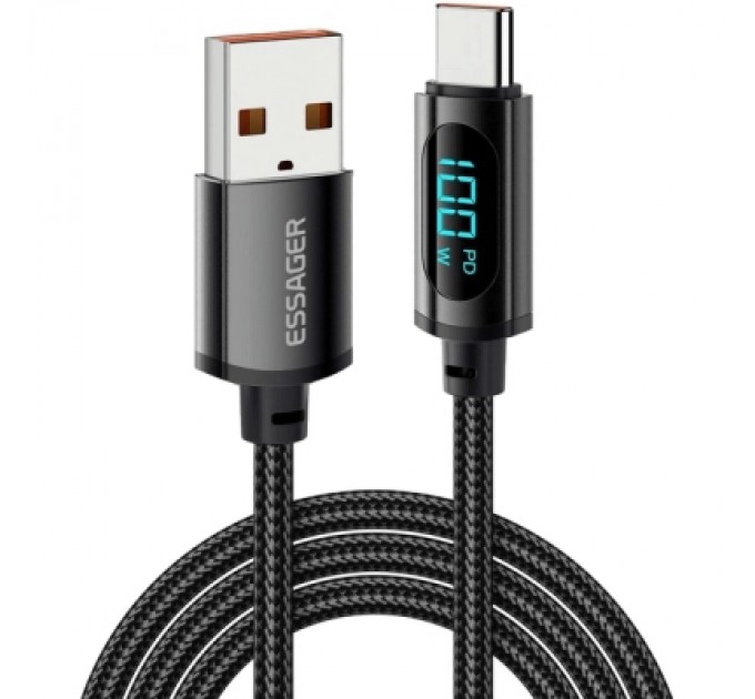 Essager Дата кабель USB 2.0 AM to USB-C 2.0m 7A LED black Essager (EXCT-XYA01-P)