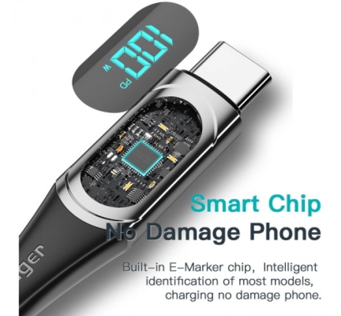 Essager Дата кабель USB-C to USB-C 2.0m 100W Digital Display black Essager (ES-XCTT1-YDA01)