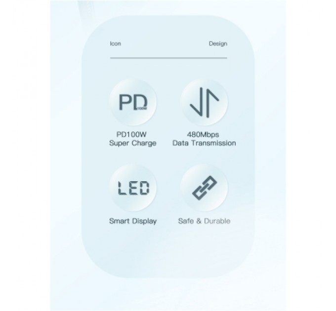 Essager Дата кабель USB-C to USB-C 2.0m 100W Digital Display blue Essager (ES-XCTT1-YDA03)