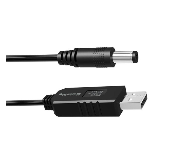 ColorWay Кабель ColorWay для роутера 12V (USB-DC 5.5х2.5mm) 1 м, Black (CW-CBUD067-BK)
