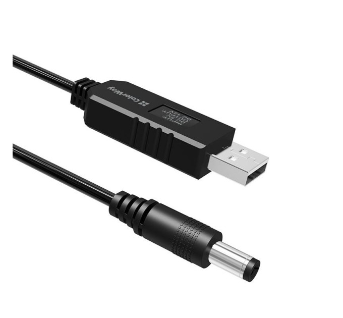 ColorWay Кабель ColorWay для роутера 12V (USB-DC 5.5х2.5mm) 1 м, Black (CW-CBUD067-BK)