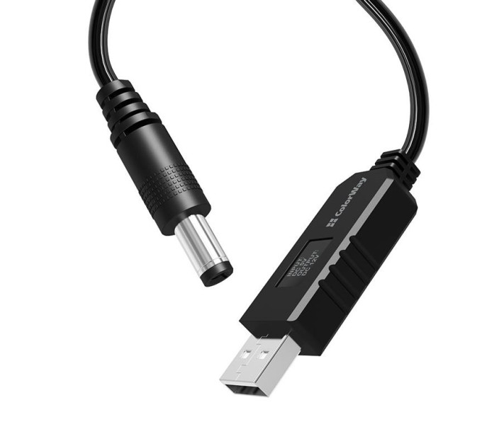 ColorWay Кабель ColorWay для роутера 12V (USB-DC 5.5х2.5mm) 1 м, Black (CW-CBUD067-BK)