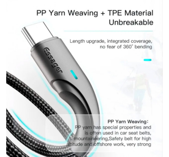 Essager Дата кабель USB 2.0 AM to USB-C 0.25m black Essager (EXCT-LSB01)