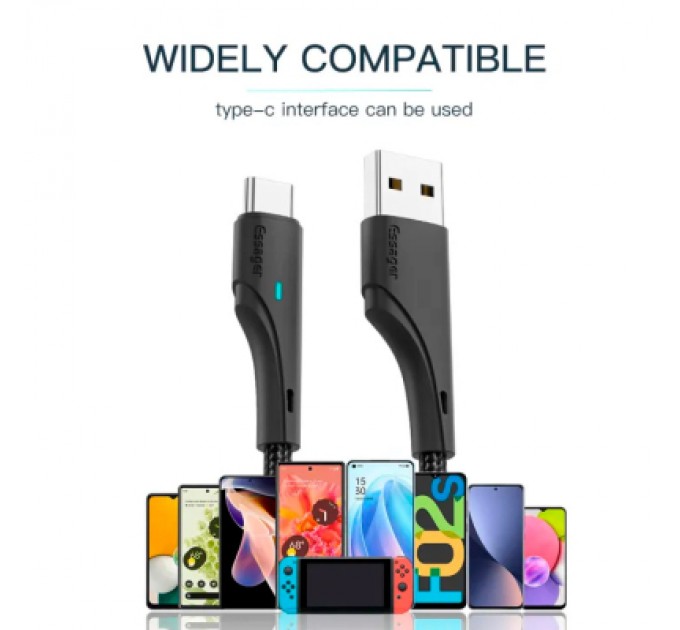 Essager Дата кабель USB 2.0 AM to USB-C 0.25m black Essager (EXCT-LSB01)