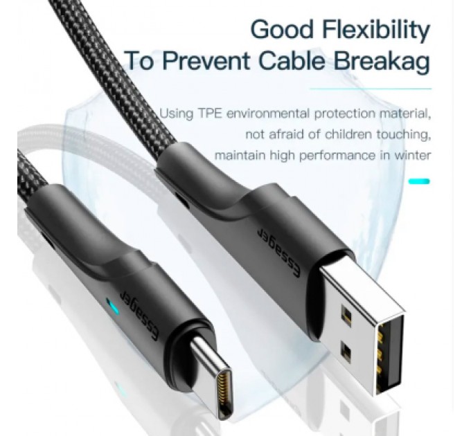 Essager Дата кабель USB 2.0 AM to USB-C 0.25m black Essager (EXCT-LSB01)