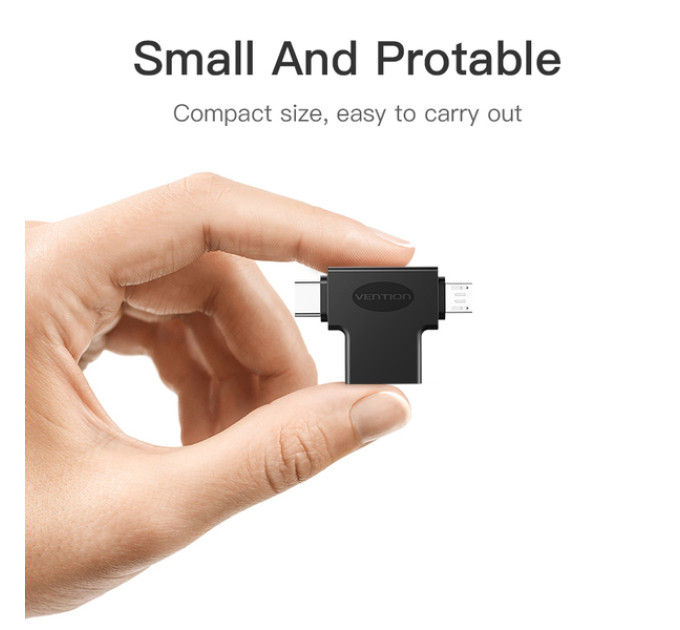 Vention Адаптер Vention USB - USB Type-C + micro USB V 3.0 (F/M) Black (CDIB0)