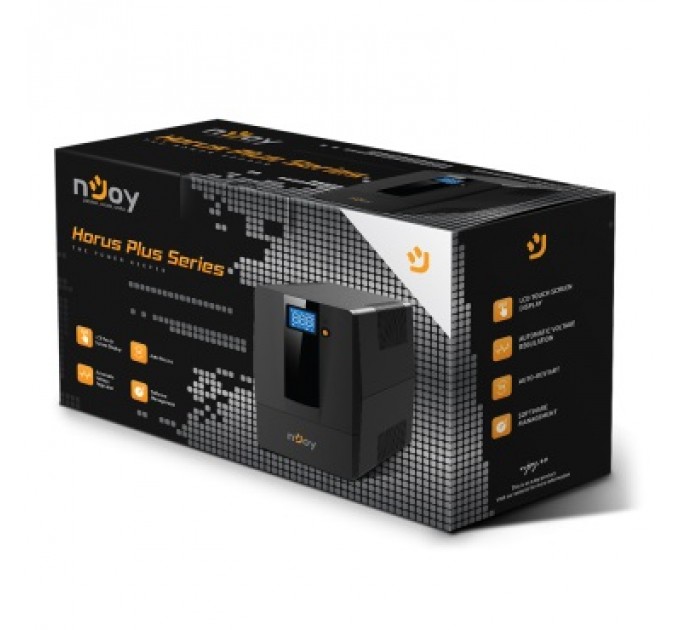 nJoy Джерело безперебійного живлення NJOY Horus Plus 800 (PWUP-LI080H1-AZ01B) Lin.int., AVR, 2 x евро, USB, LCD, пластик