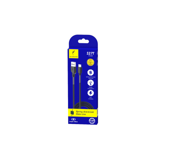 SkyDolphin Кабель SkyDolphin S27L Spring Anti-Brake USB - USB Type-C (M/M), 1 м, Black (SDUSB-000611)
