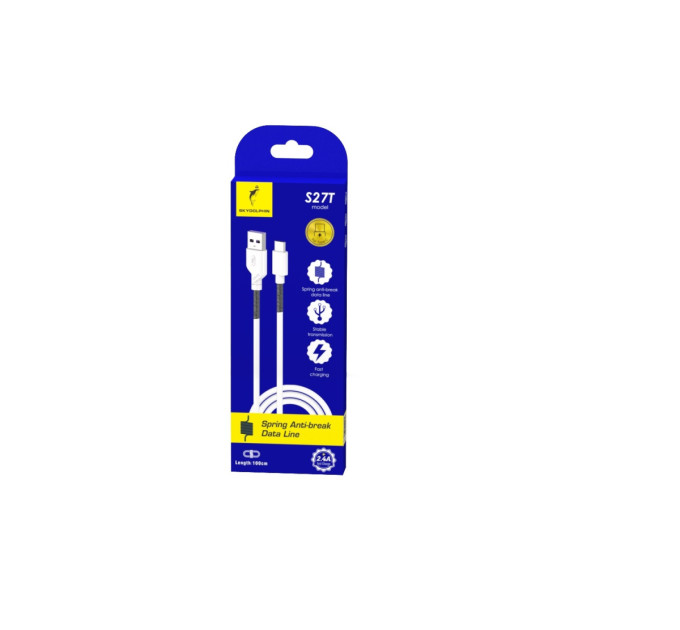 SkyDolphin Кабель SkyDolphin S27L Spring Anti-Brake USB - USB Type-C (M/M), 1 м, White (SDUSB-000610)