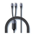 Usams Кабель Usams US-SJ550 U71 USB Type-C - Lightning + USB Type-C, 100W, 1.2 м, Black (6958444977065)