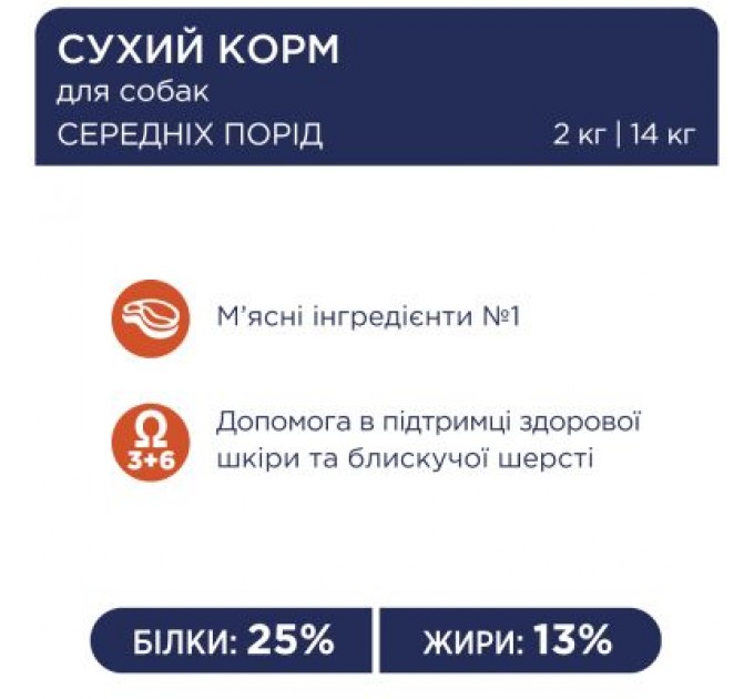 Club 4 Paws Сухий корм для собак Club 4 Paws Преміум. Для середніх порід 14 кг(П) (4820215366328)